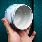 Cobalt-white ceramic bowl, approx. 350 ml, wheel-throw