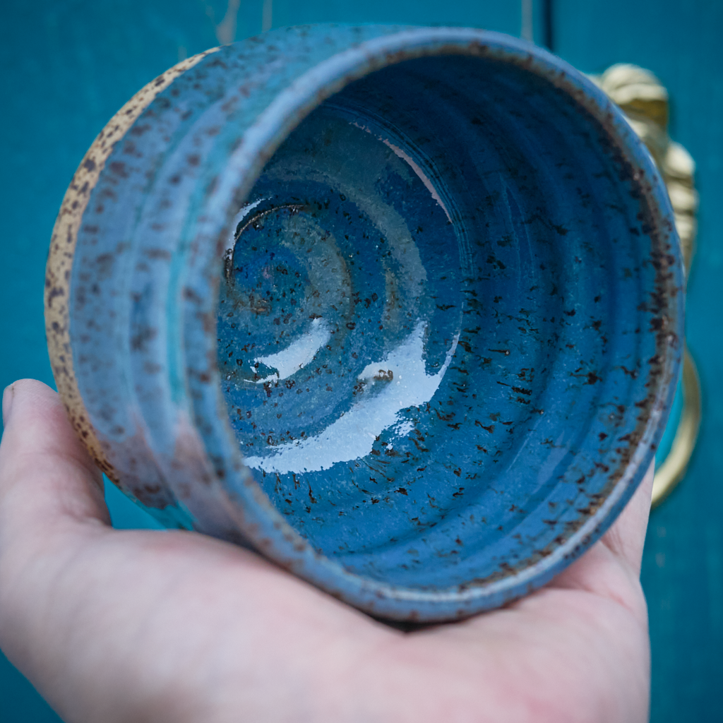 Cobalt ceramic bowl, approx. 300 ml, wheel-throw