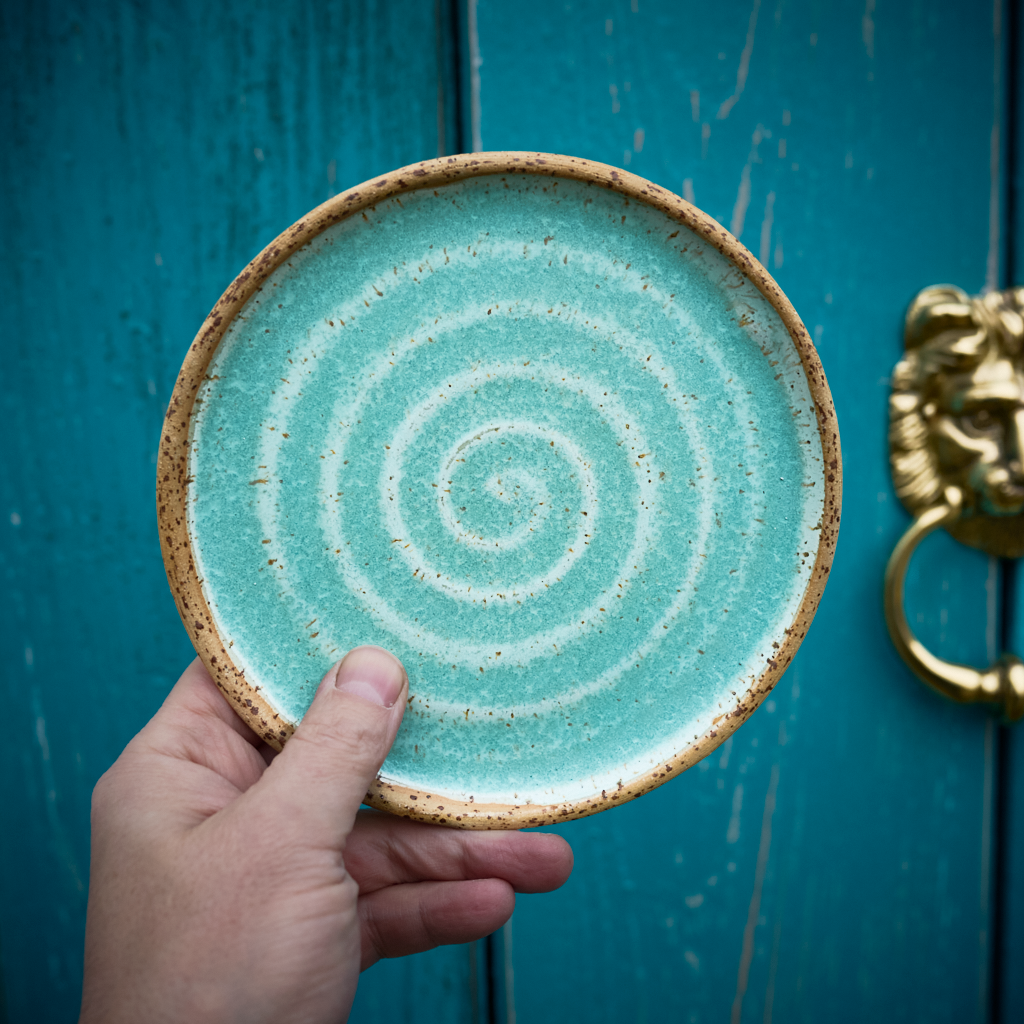 Talerzyk Deserowy 17 cm – "Miętowa Pistacja" (Kamionka)