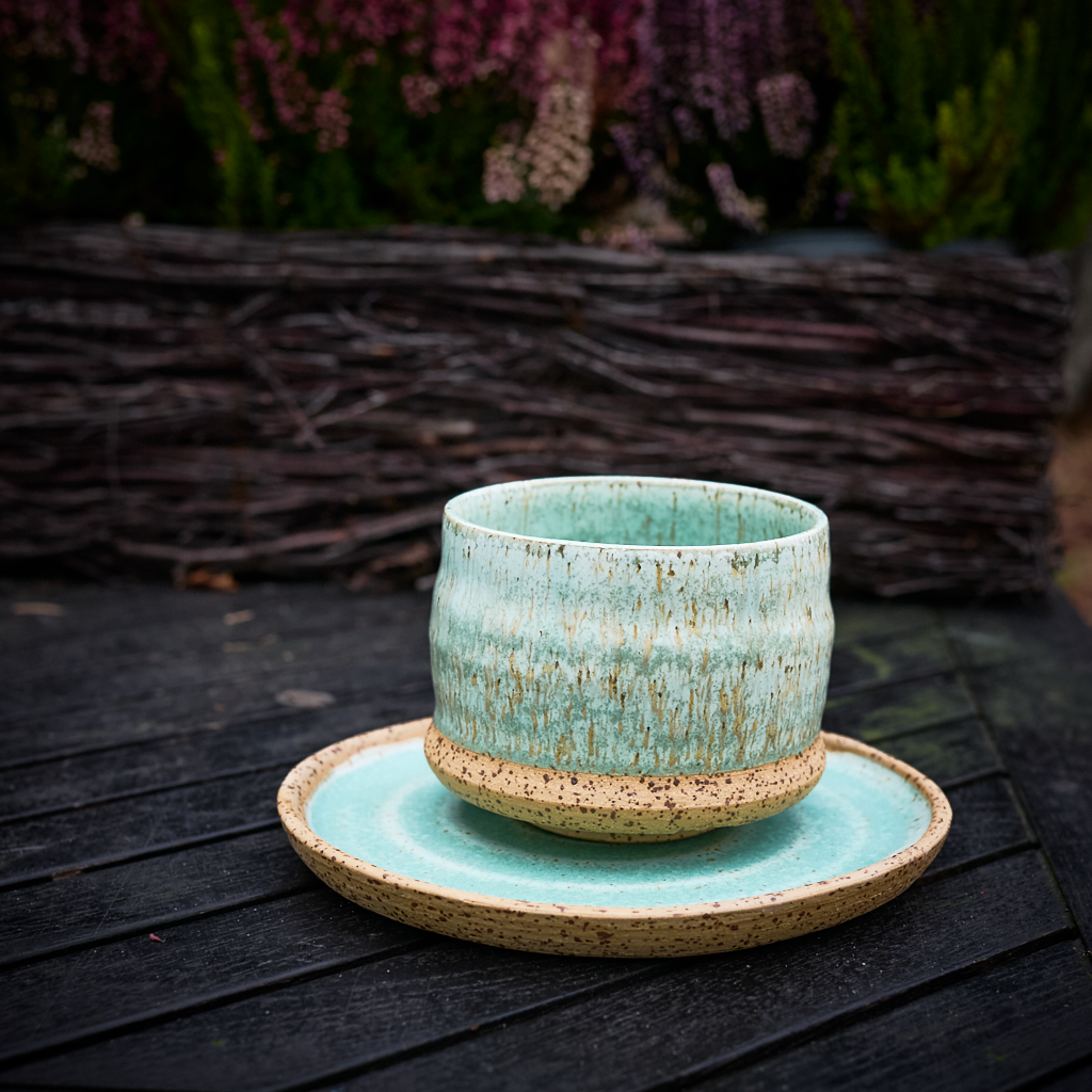 Talerzyk Deserowy 17 cm – "Miętowa Pistacja" (Kamionka)