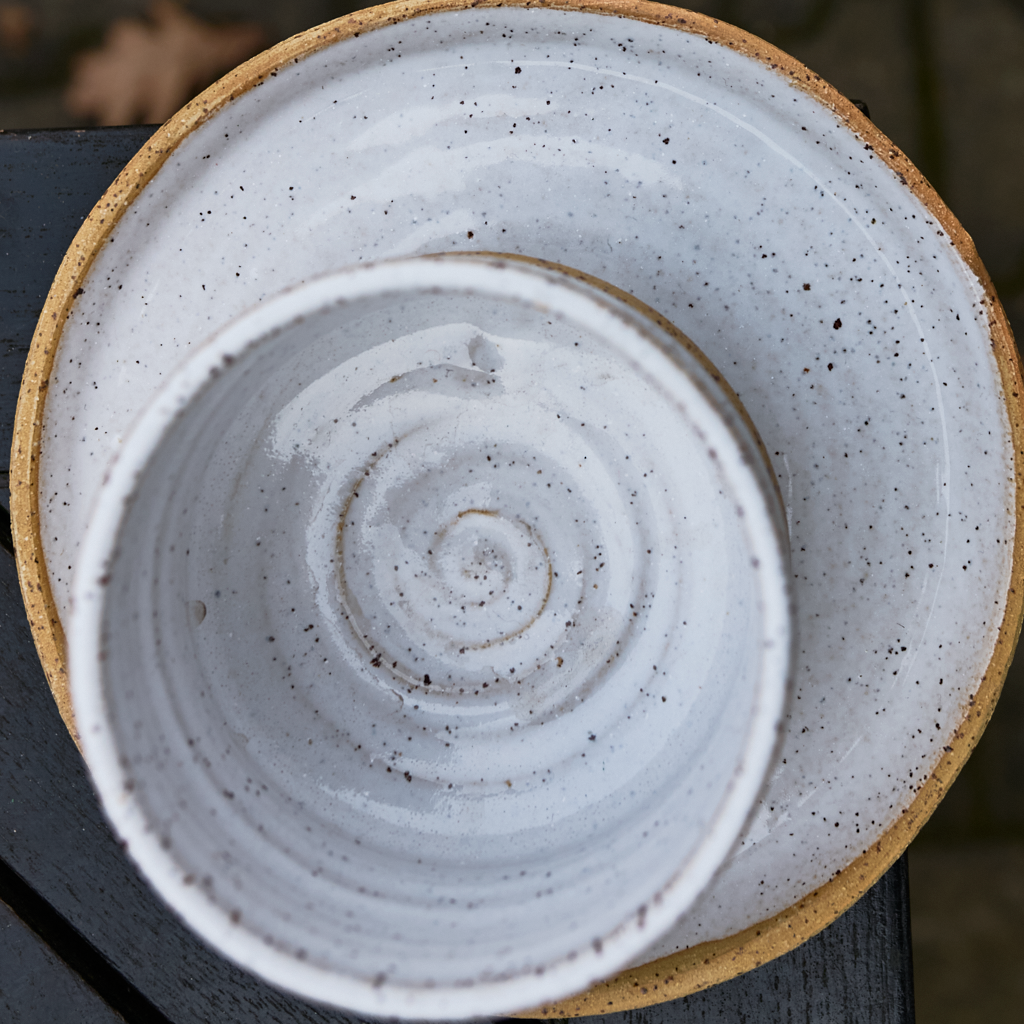 Talerzyk Deserowy 17 cm – "Biała Szałwia" (Kamionka)