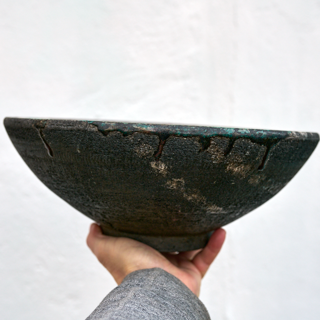 Misa Ceramiczna Raku – „Miedziany Zmierzch” Ø 33 cm | Unikat