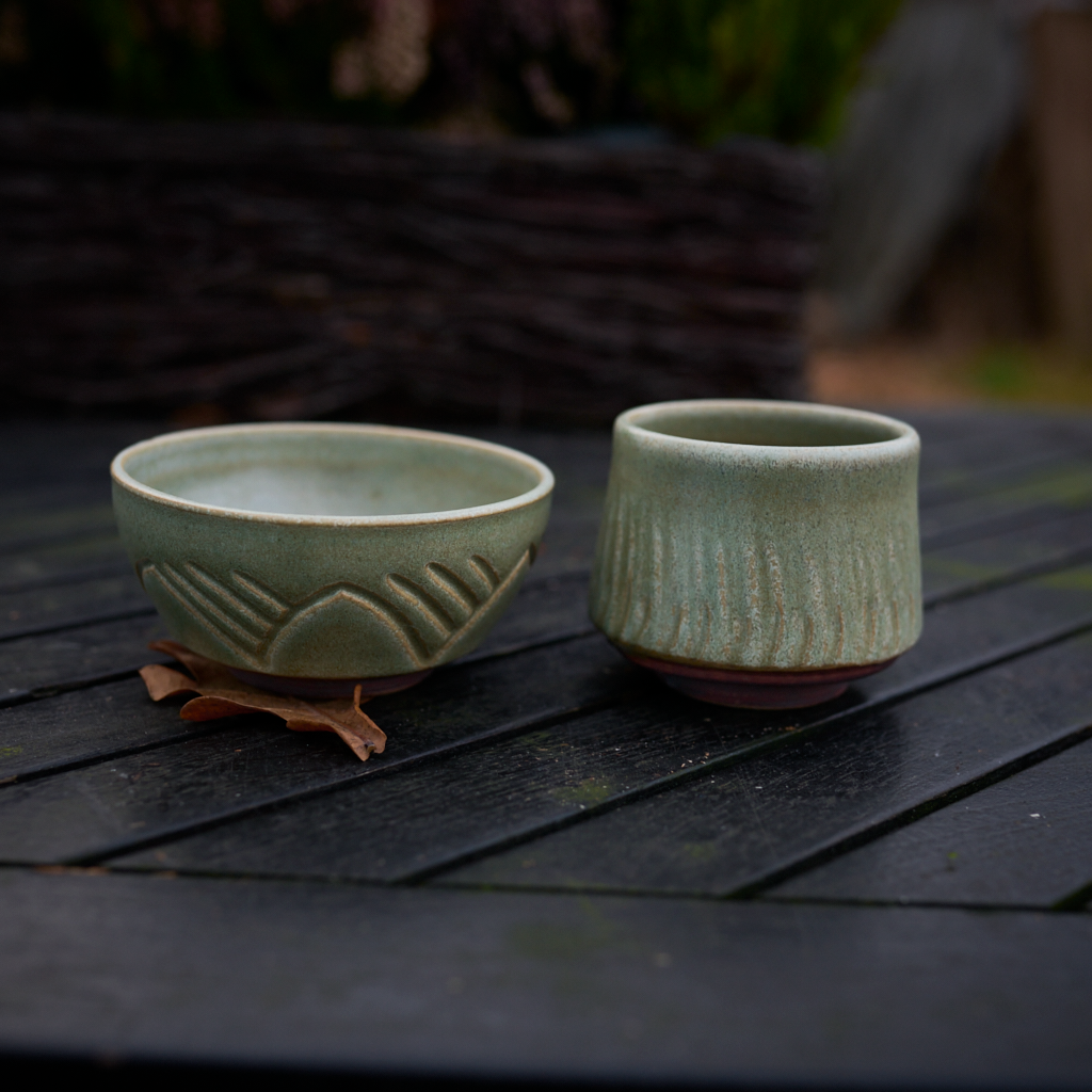 Zestaw "Szałwiowy Gaj" – Ręcznie Rzeźbiona | Miseczka i Czarka