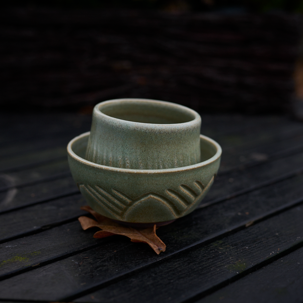 Zestaw "Szałwiowy Gaj" – Ręcznie Rzeźbiona | Miseczka i Czarka