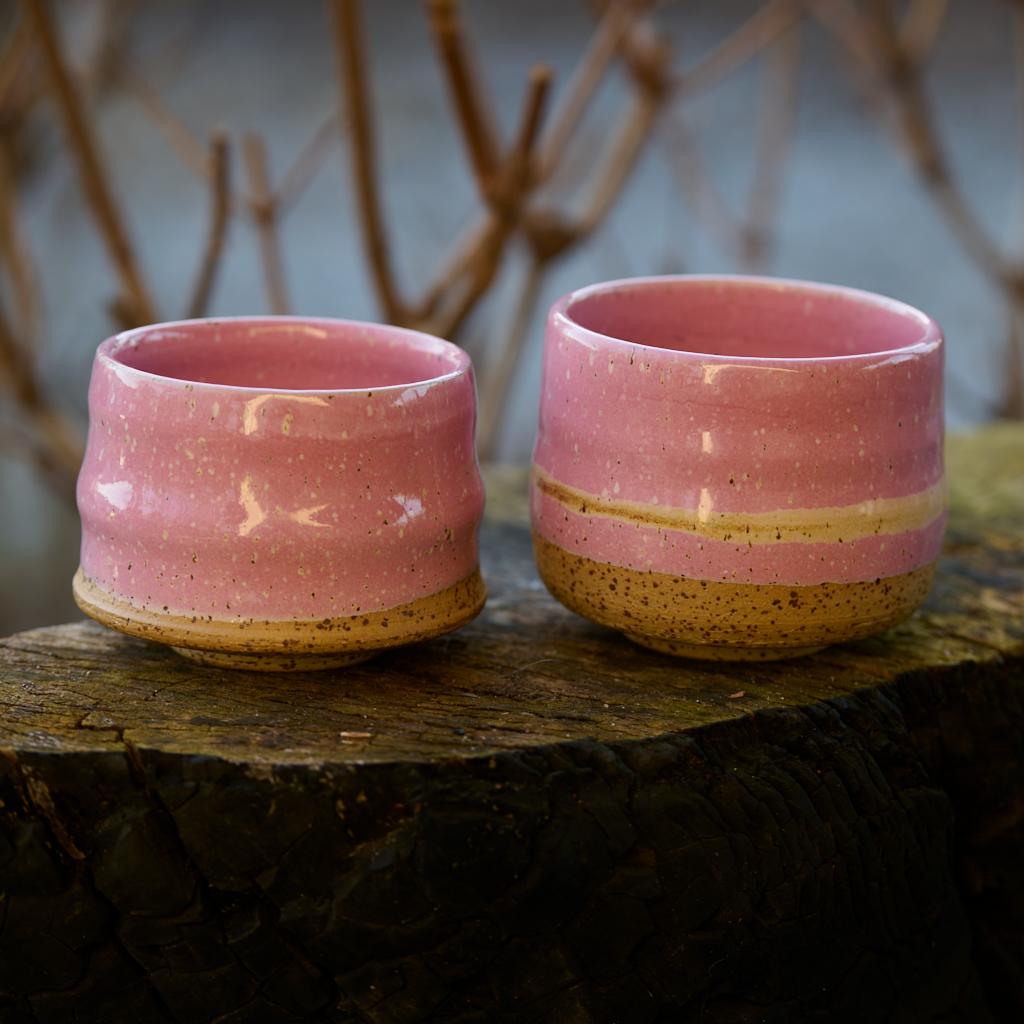 Zestaw, Lawendowy duet – ręcznie toczone czarki ceramiczne (ok. 300 ml)