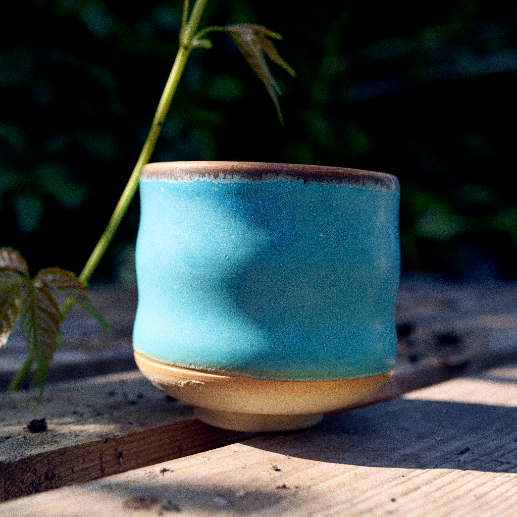 Czarka Ceramiczna "Turkusowy sen" – Kamionka ok. 300 ml – toczona na kole garncarskim