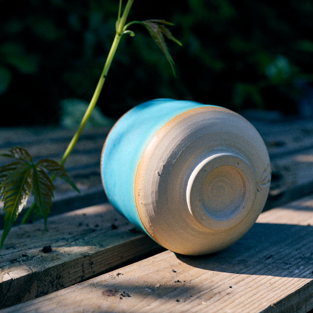 Czarka Ceramiczna "Turkusowy sen" – Kamionka ok. 300 ml – toczona na kole garncarskim