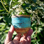 Czarka Ceramiczna "Turkusowy piegusek" – Kamionka ok. 200 ml – toczona na kole garncarskim