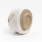 Czarka ceramiczna biała/brąz 300 ml – toczona na kole garncarskim