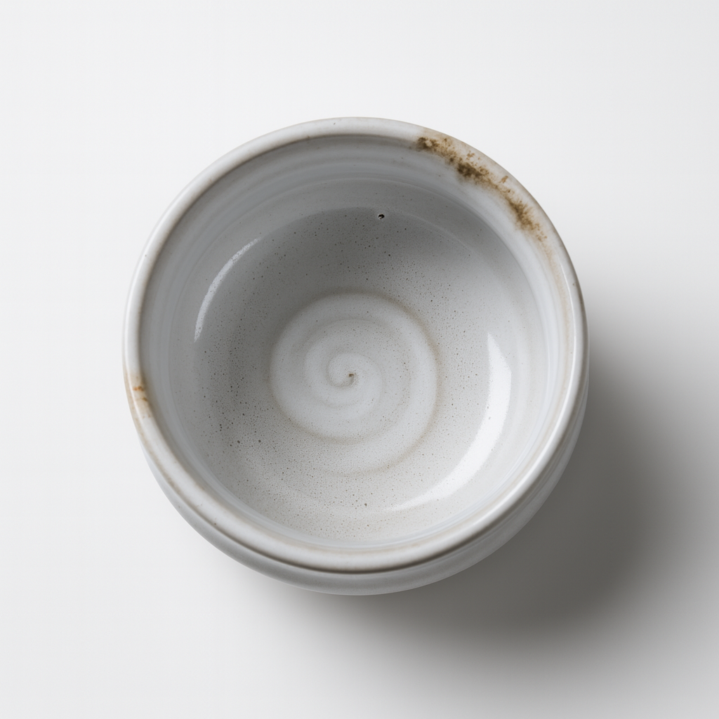Czarka ceramiczna biała/brąz 300 ml – toczona na kole garncarskim
