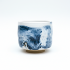 Cobalt-white ceramic bowl, approx. 350 ml, wheel-throw
