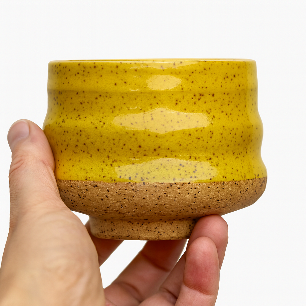 Czarka ceramiczna żółta 300 ml – toczona na kole garncarskim