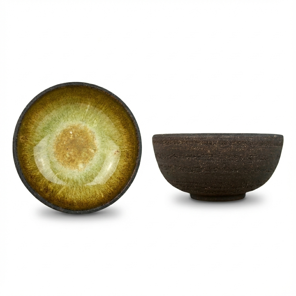 Miseczka  "Leśny Zmierzch" – Ciemna Glina i Zieleń | 14 cm